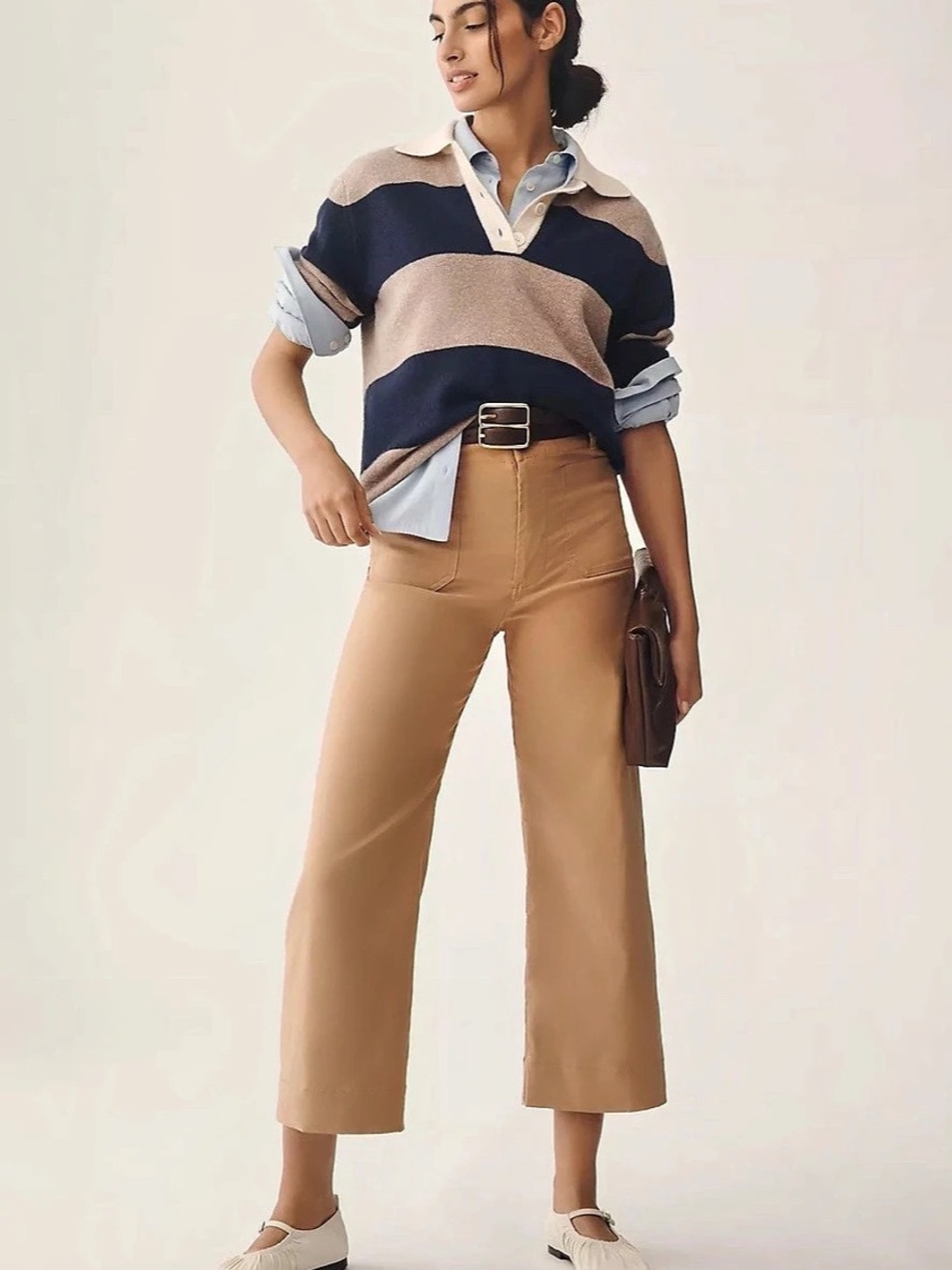 The Colette Cropped Wide-Leg Trousers by Maeve Size 27
